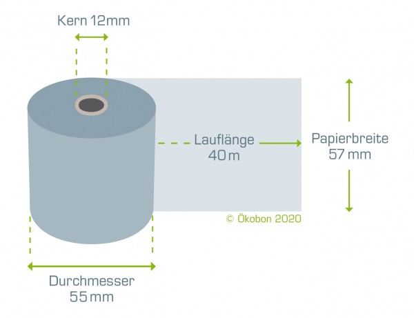 Ökobon 50 Rollen 57/40m/12 (Durchmesser 55 mm) Sparpaket